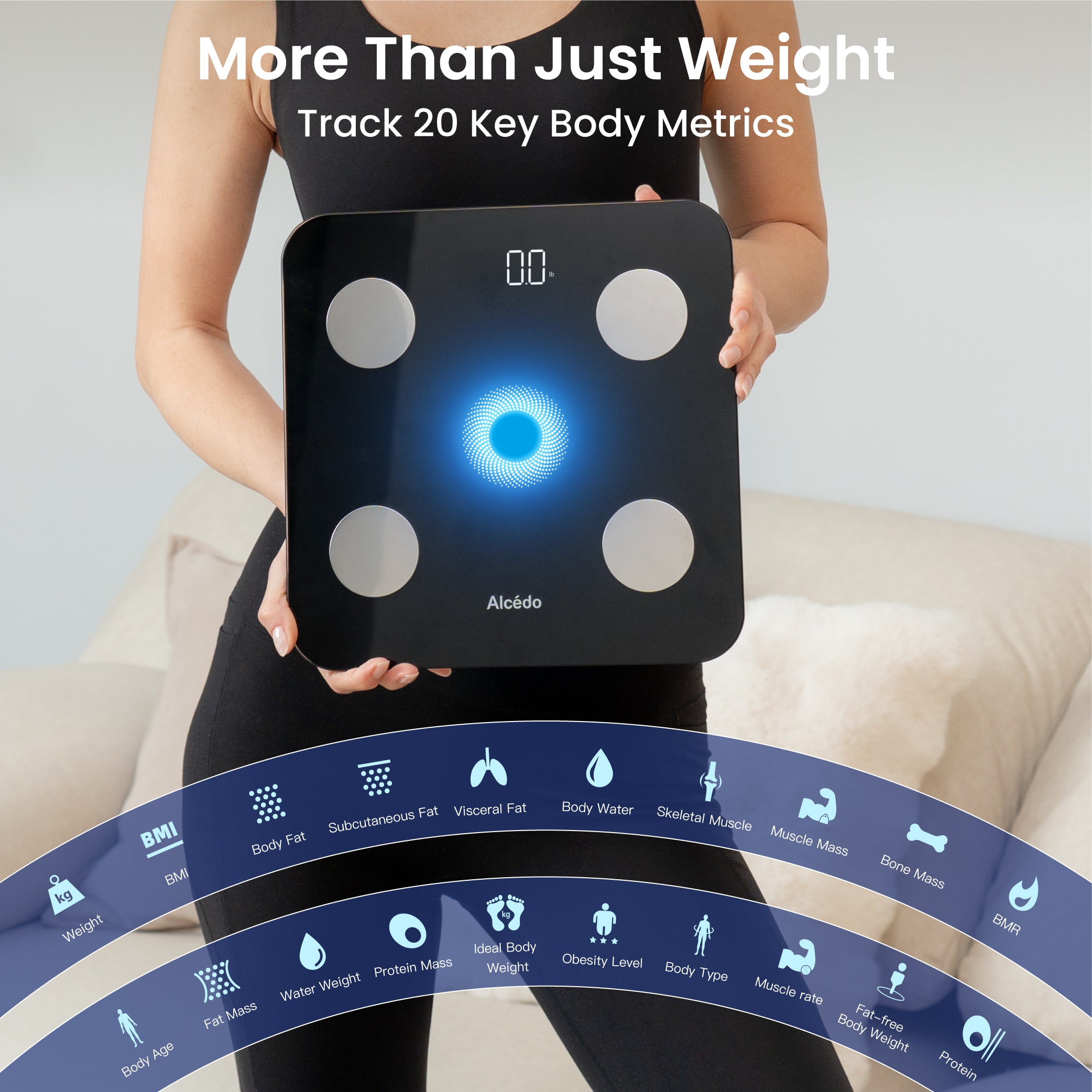 Alcedo Smart Body Weight Scale – Black 4-Electrode Version
