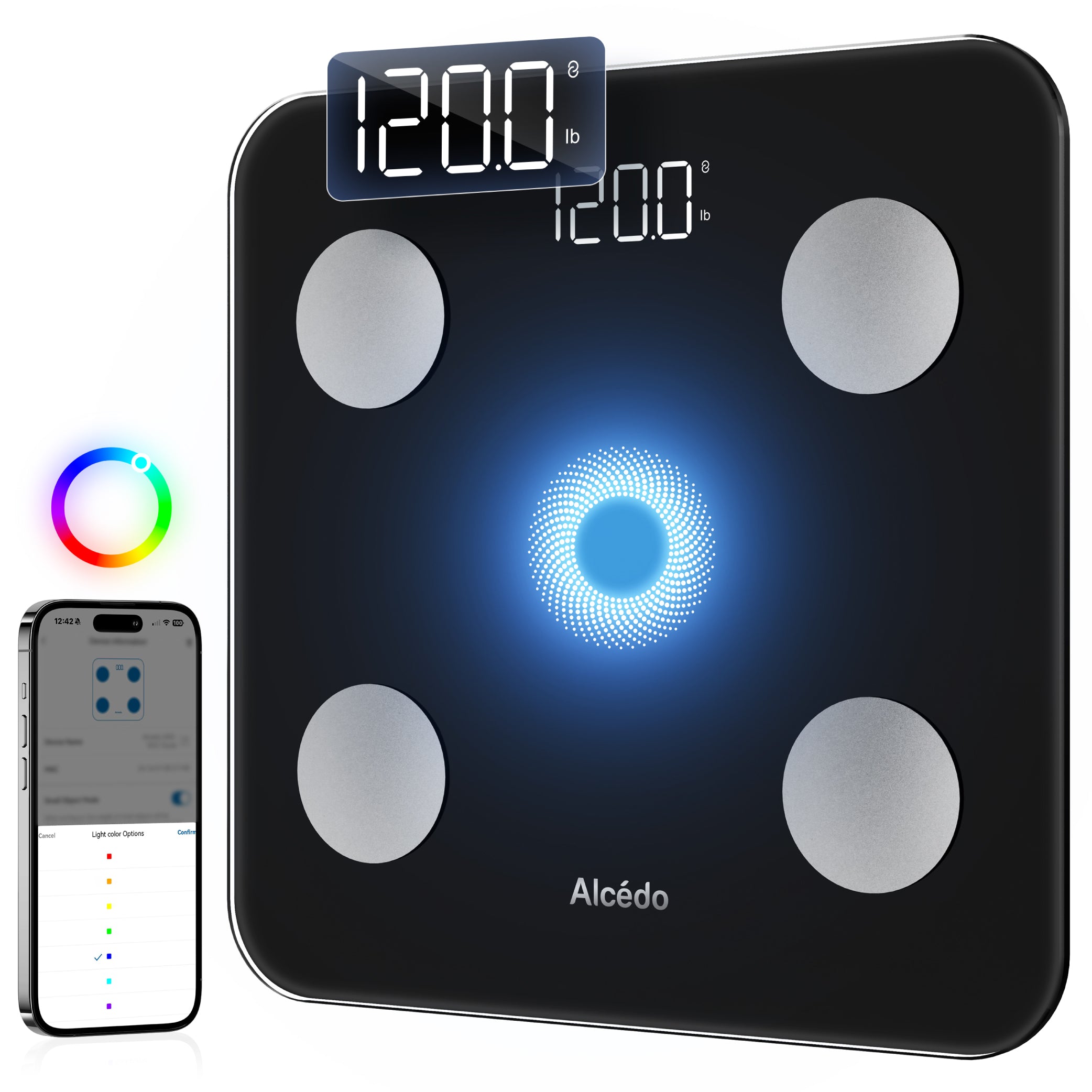 Alcedo Smart Body Weight Scale – Black 4-Electrode Version