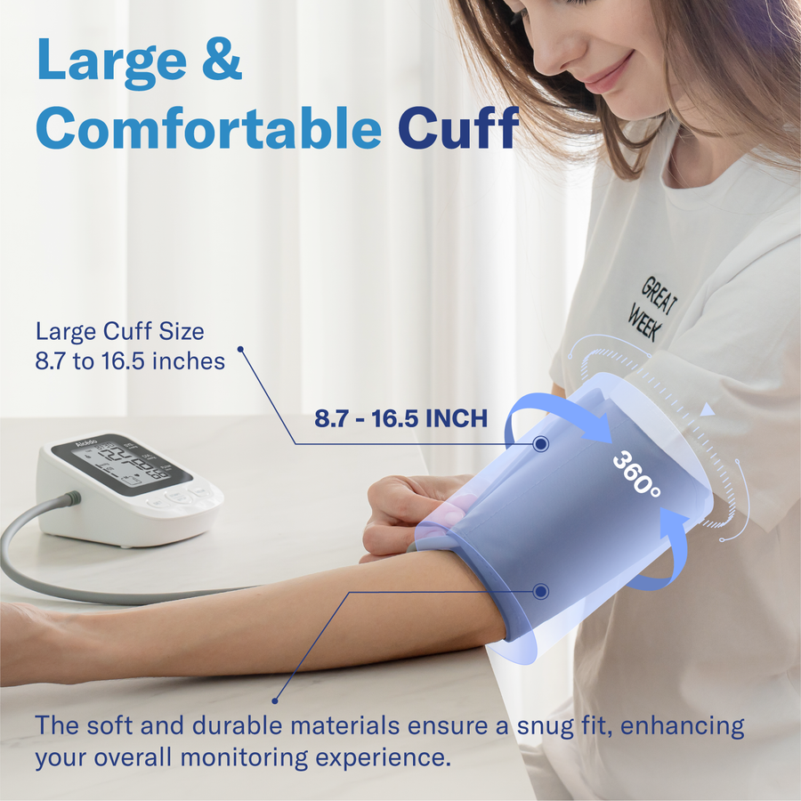 Alcedo Blood Pressure Monitor for Home Use, Automatic Digital BP Machine  with Large Cuff for Upper Arm, LCD Screen, 2x120 Memory, Talking Function
