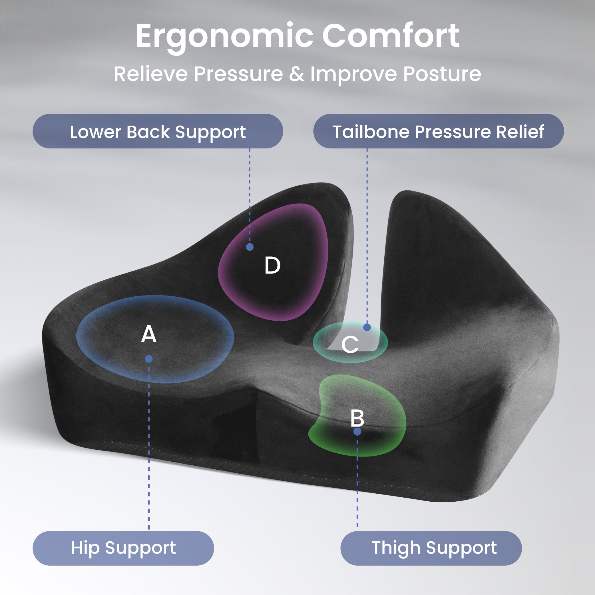 Alcedo Ergonomic Memory Foam Seat Cushion AMSC-B1