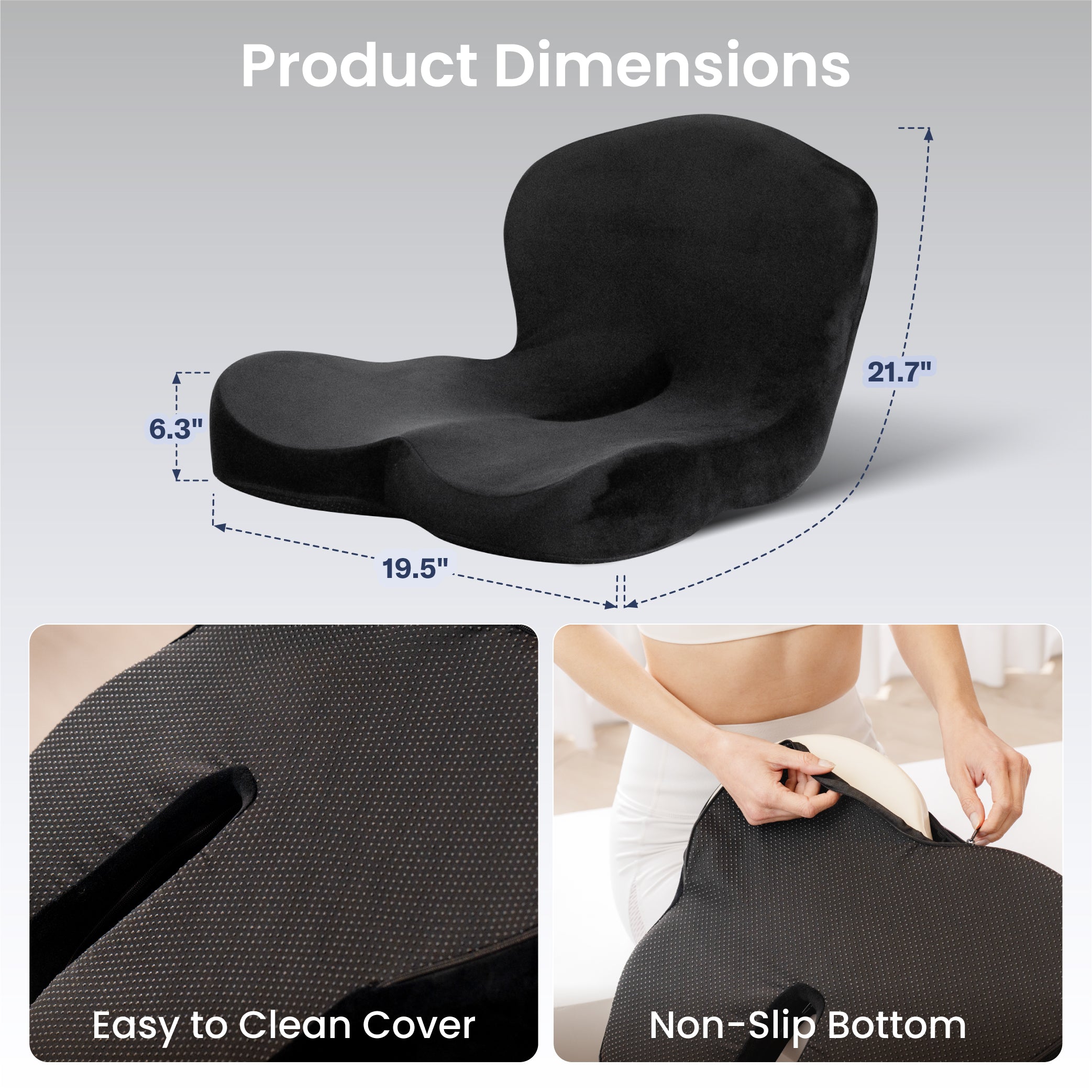 Alcedo Ergonomic Memory Foam Seat Cushion with Back Support ASCL-B1