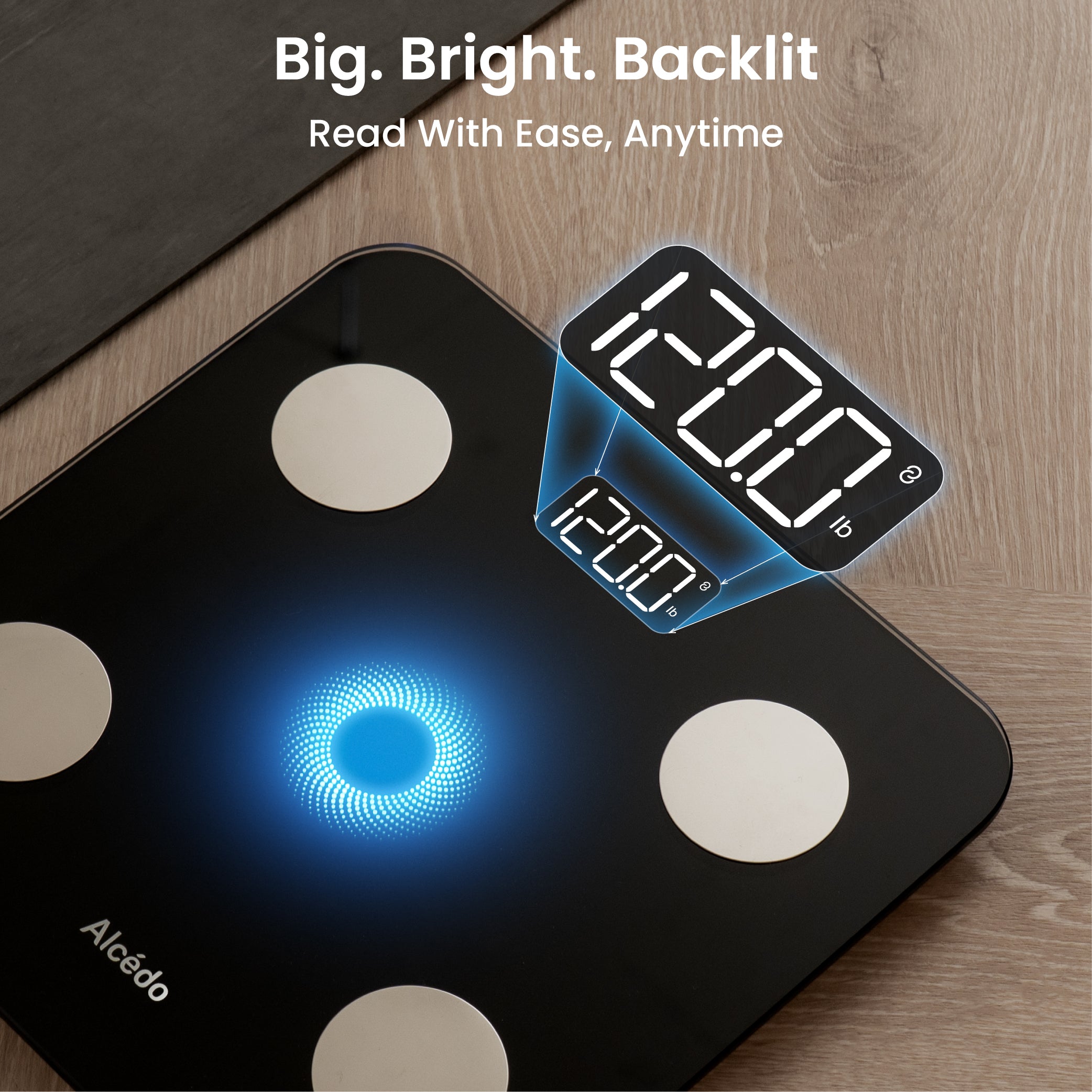 Alcedo Smart Body Weight Scale – Black 4-Electrode Version