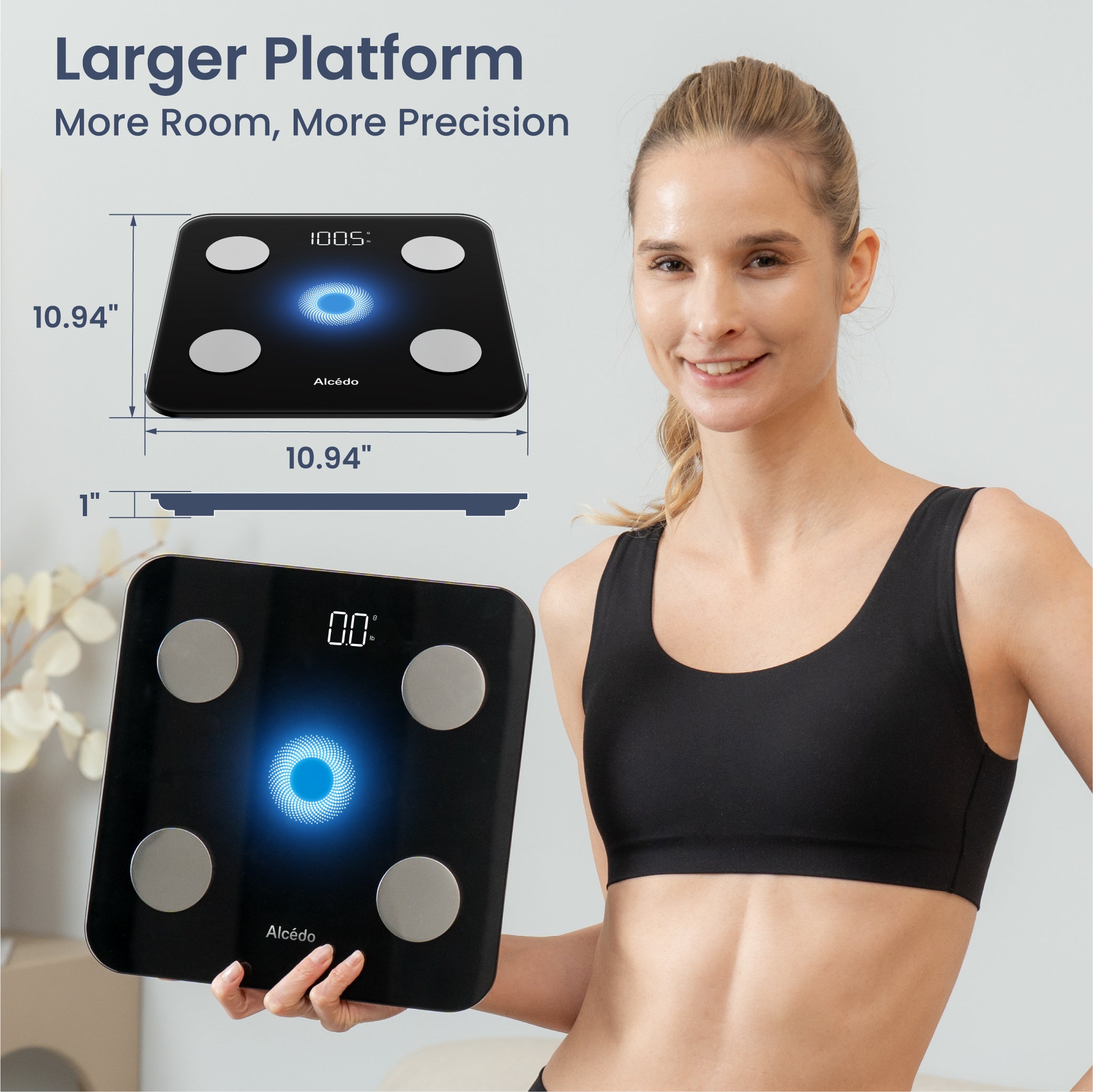 Alcedo Smart Body Weight Scale – Black 4-Electrode Version