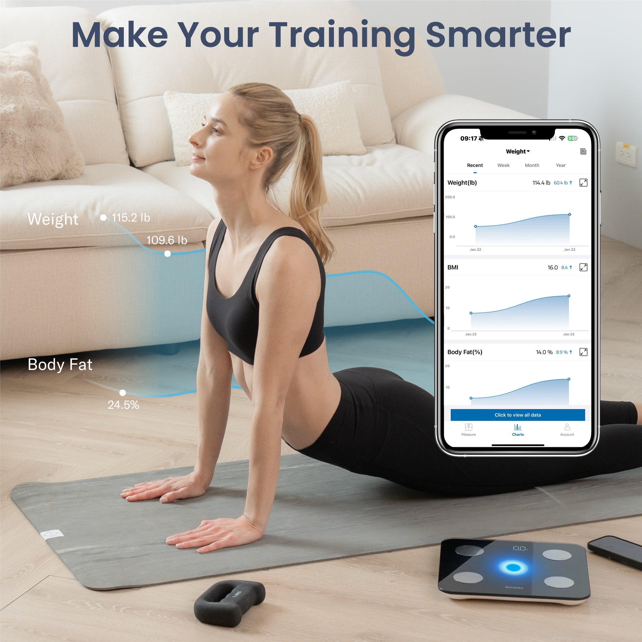 Alcedo Smart Body Weight Scale – Black 4-Electrode Version