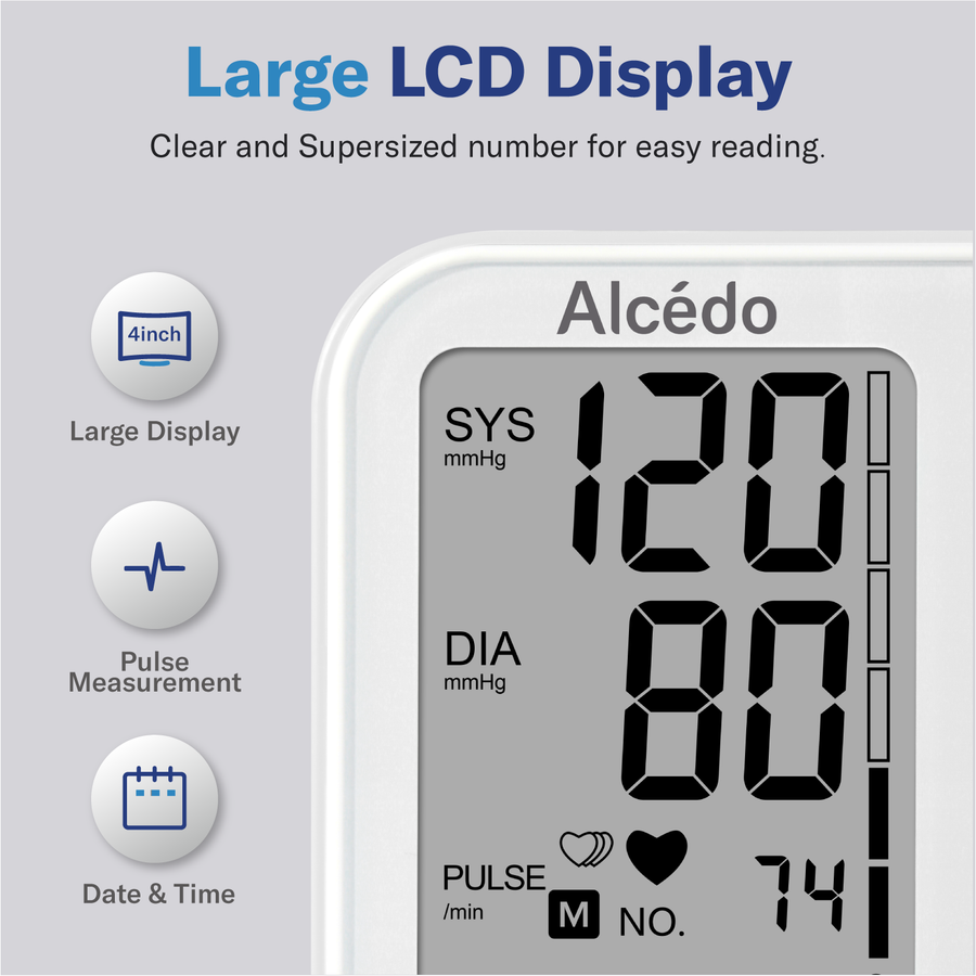 Alcedo Blood Pressure Monitor for Home Use, Accurate Upper Arm BP Machine  with Large Cuff, Alarm Reminder, 2 x 120 Memory, Talking Function, FSA/HSA