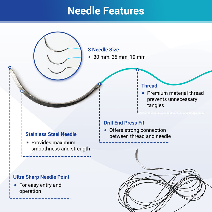 Alcedo Suture Thread with Needle 16 PK – Alcedo Health