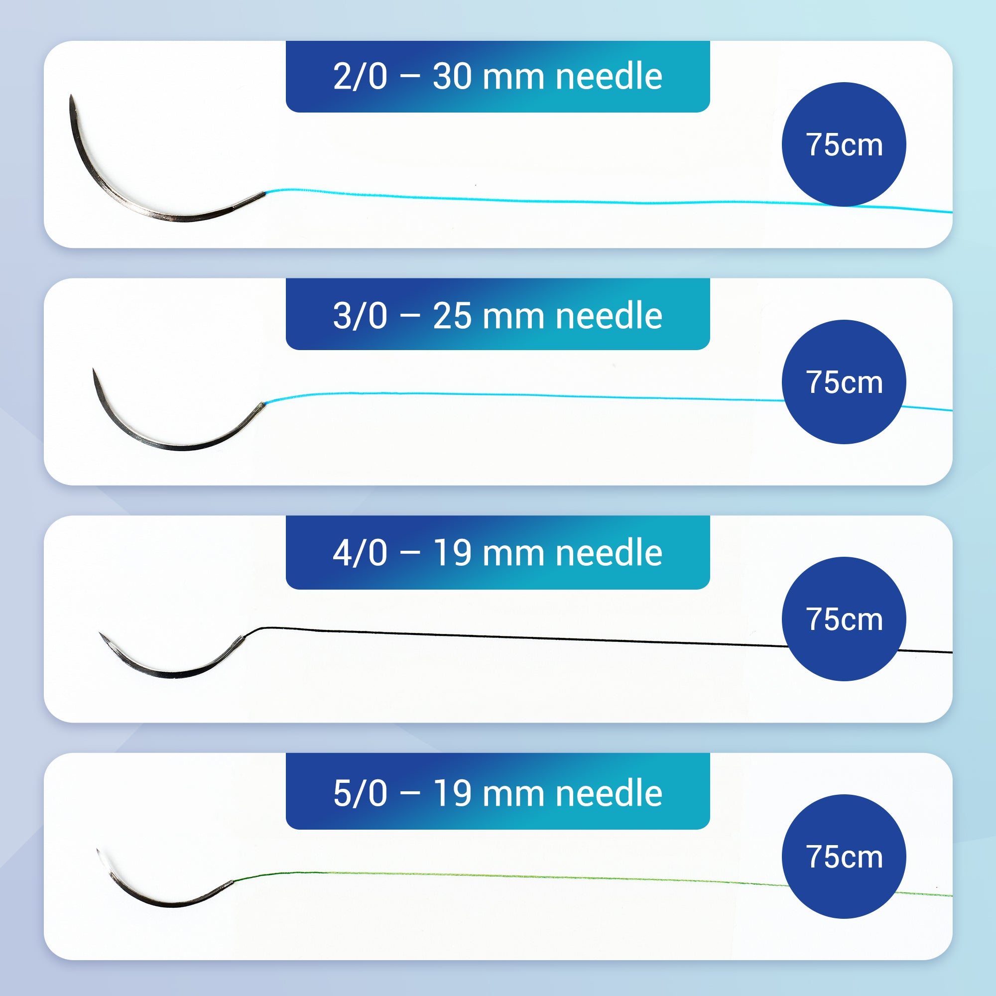 Alcedo Suture Thread with Needle 16 PK