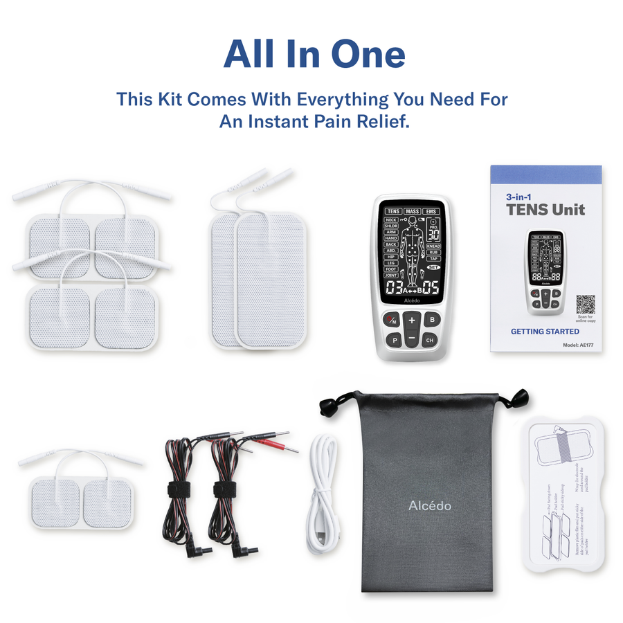 TENS Unit Machine (FSA or HSA Eligible) Dual Channel EMS Muscle Stimulator  with 25 Modes 50 Intensities for Full Body Massage Therapy, Rechargeable