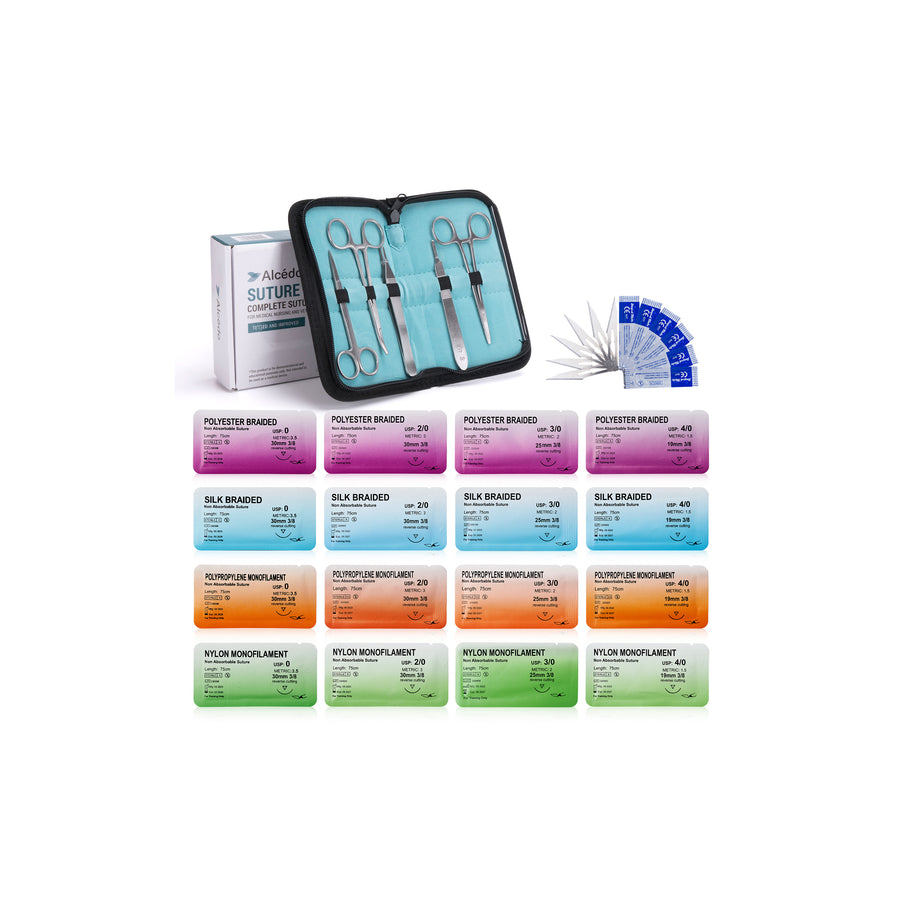 Alcedo Suture Practice Kit For Medical Students, Complete Kit (32 Pieces)  Inclu