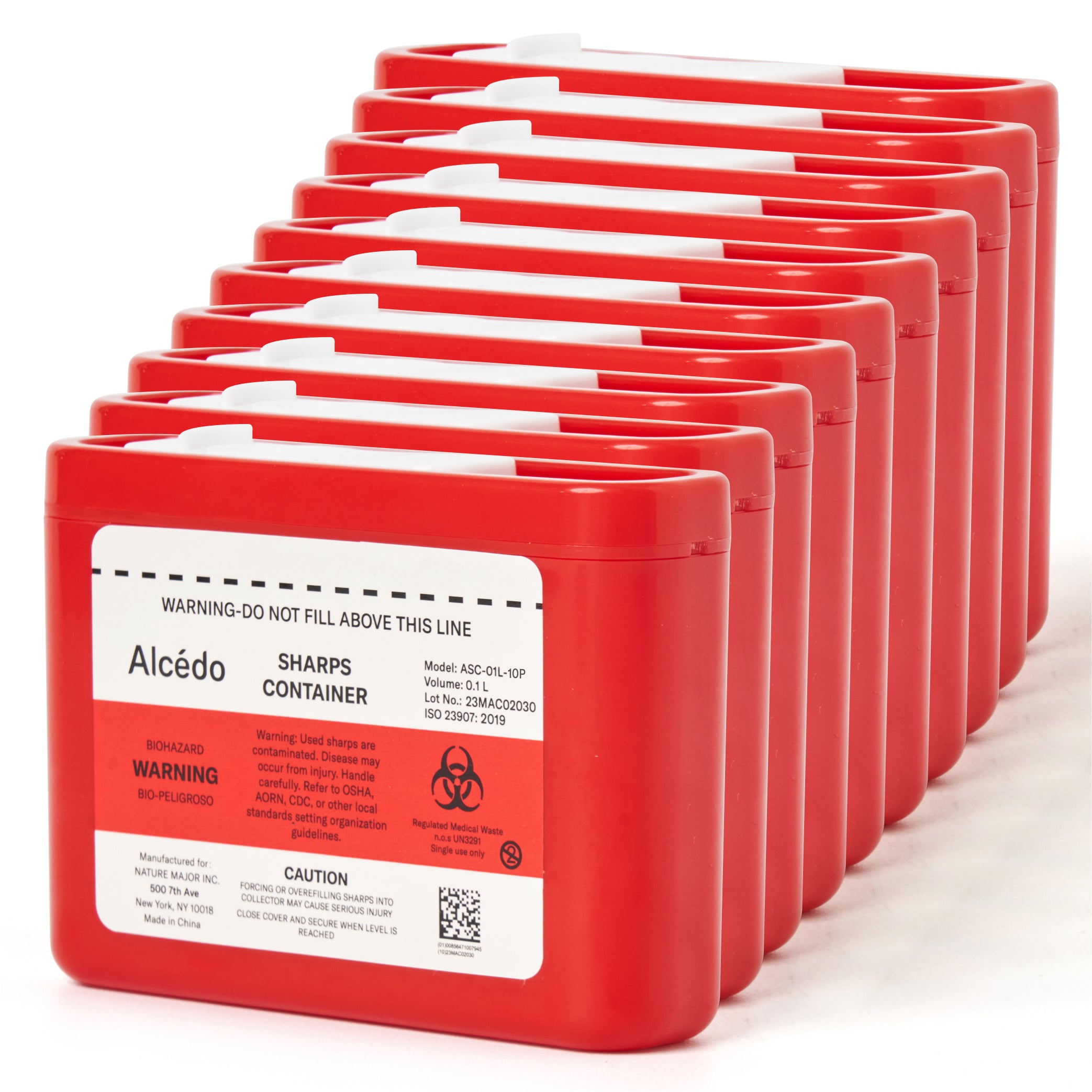 Alcedo Sharps Container 1 Liter (10-Pack) ASC-01L-10P