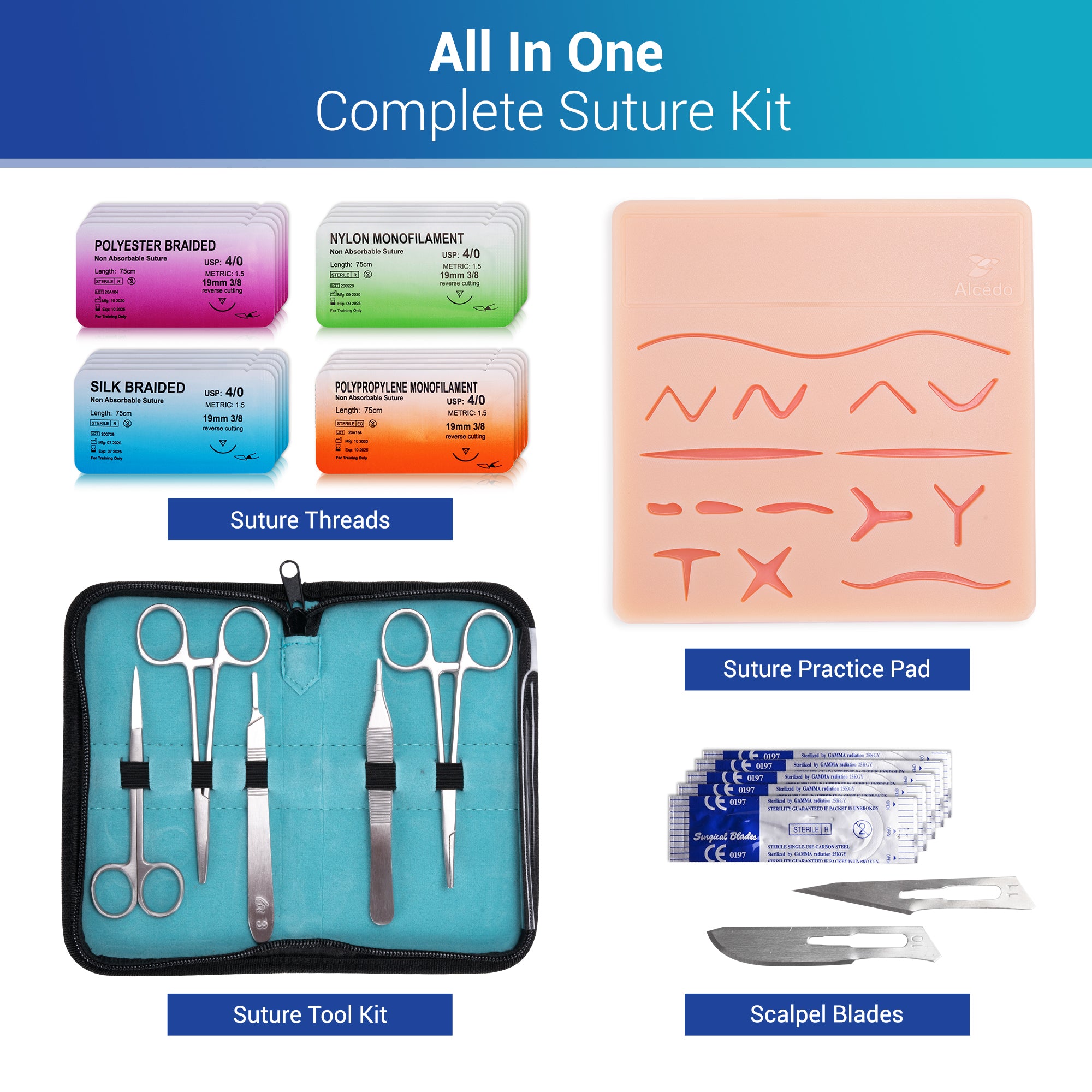 Labelled Suturing Kit Medical School Suture Kit