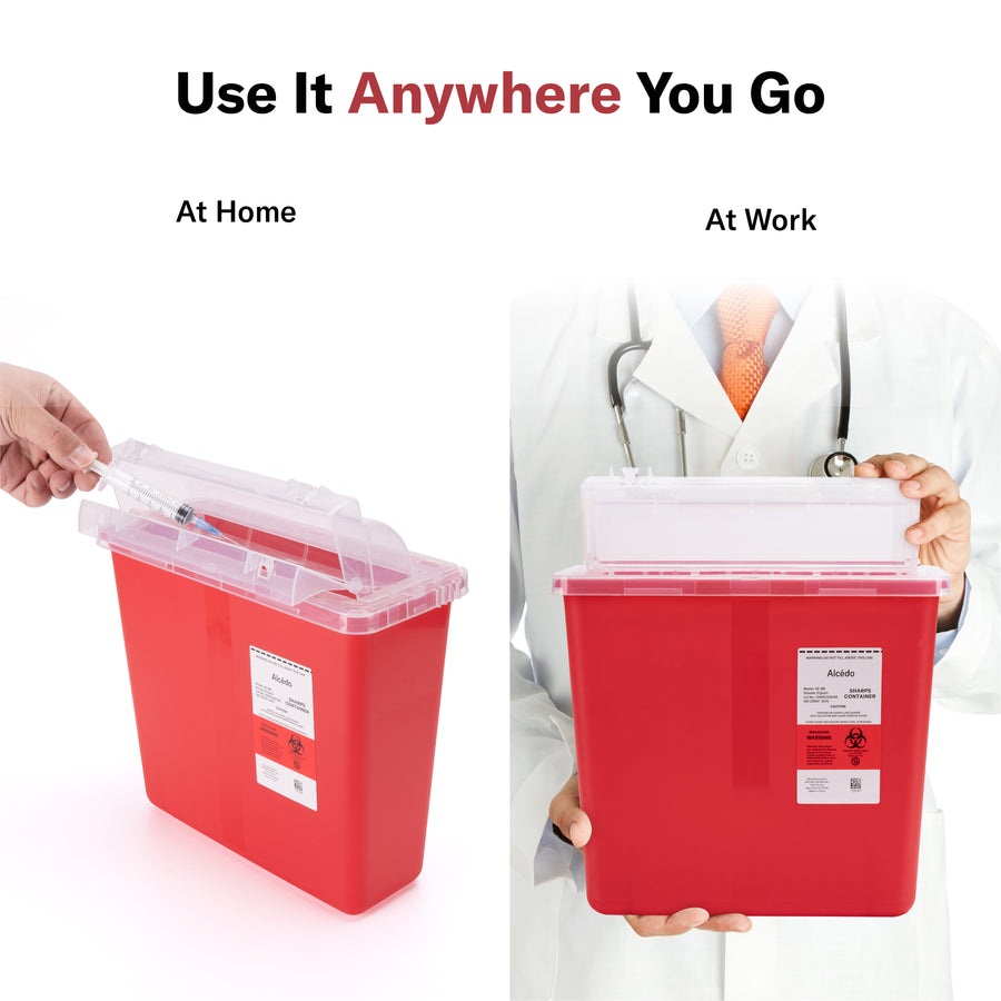 Alcedo Sharps Container for Home Use 2 Gallon 2-Pack Biohazard Nee